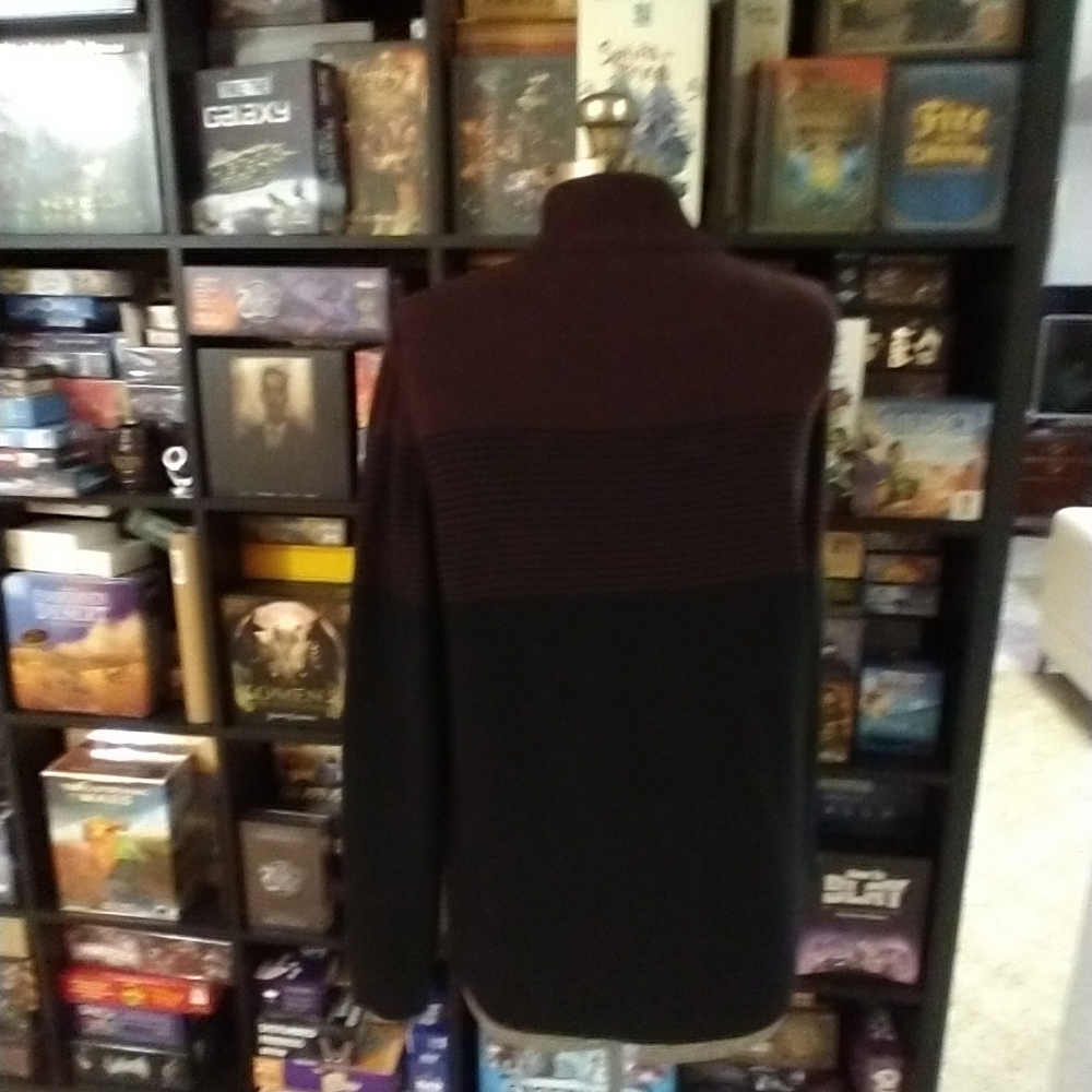 Size L mens burgundy black zip up cardigan - Picture 9 of 13